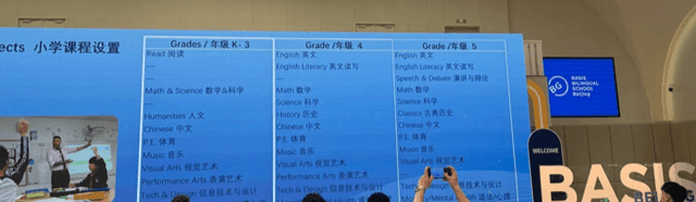 贝赛思双语学校小学课程说明会中的年级课程展示